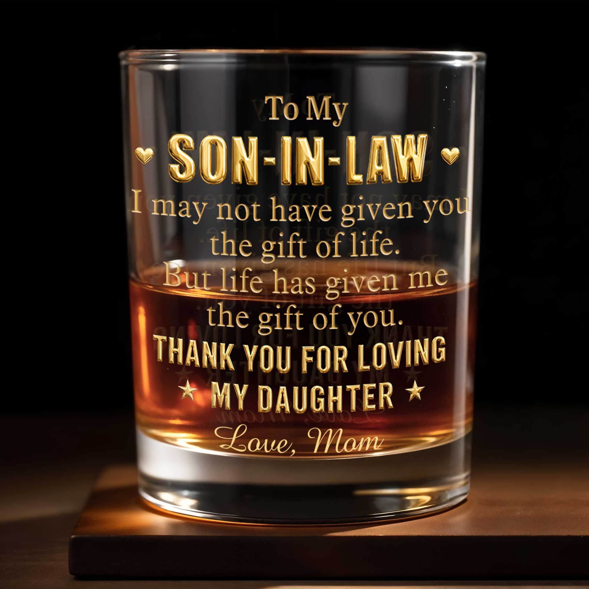 Personalized Custom Whiskey Glass Thank You Gift for Son-In-Law Whiskey Glass GradoCreations
