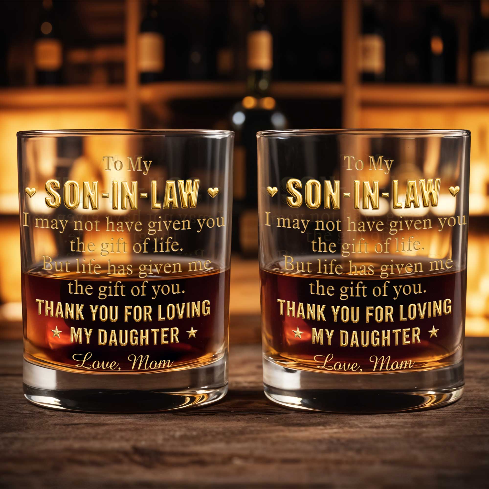 Personalized Custom Whiskey Glass Thank You Gift for Son-In-Law Whiskey Glass GradoCreations