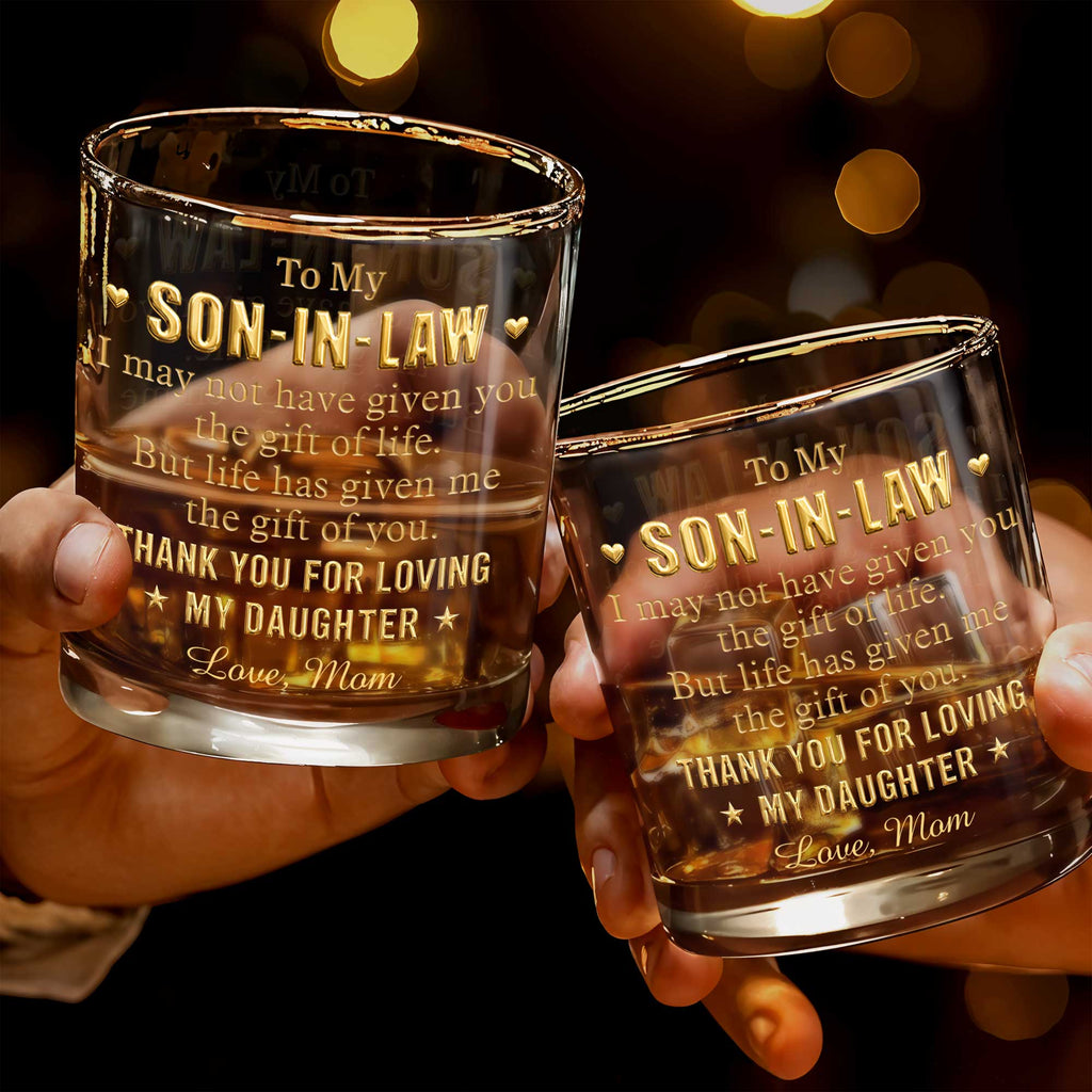 Personalized Custom Whiskey Glass Thank You Gift for Son-In-Law Whiskey Glass GradoCreations