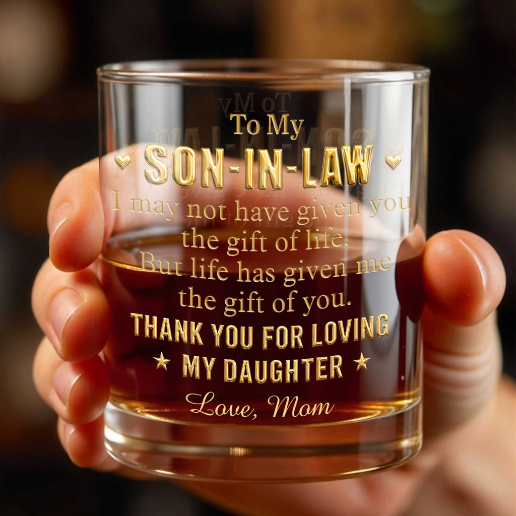 Personalized Custom Whiskey Glass Thank You Gift for Son-In-Law Whiskey Glass GradoCreations