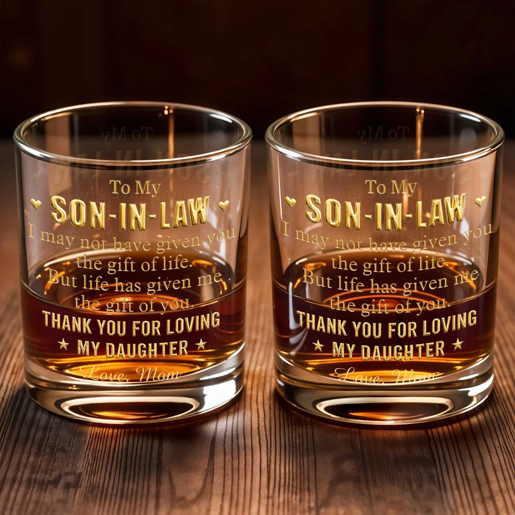 Personalized Custom Whiskey Glass Thank You Gift for Son-In-Law Whiskey Glass GradoCreations