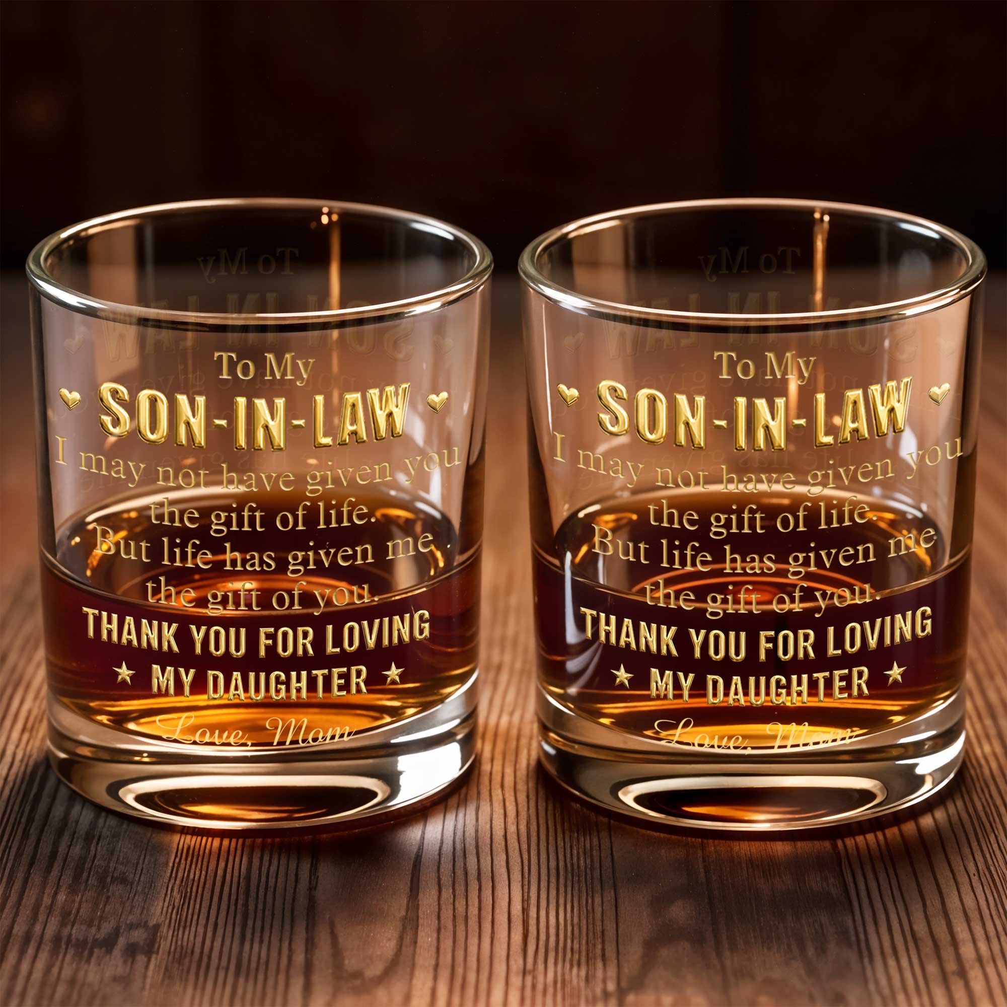 Personalized Custom Whiskey Glass Thank You Gift for Son-In-Law Whiskey Glass GradoCreations