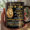 Personalized Black Mug Gift for Son-in-Law Custom Lion Design Black Mug GradoCreations