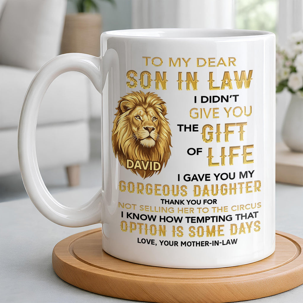 Personalized Lion Head Coffee Mug Custom Gift for Son-in-Law Edge-to-edge Mug GradoCreations