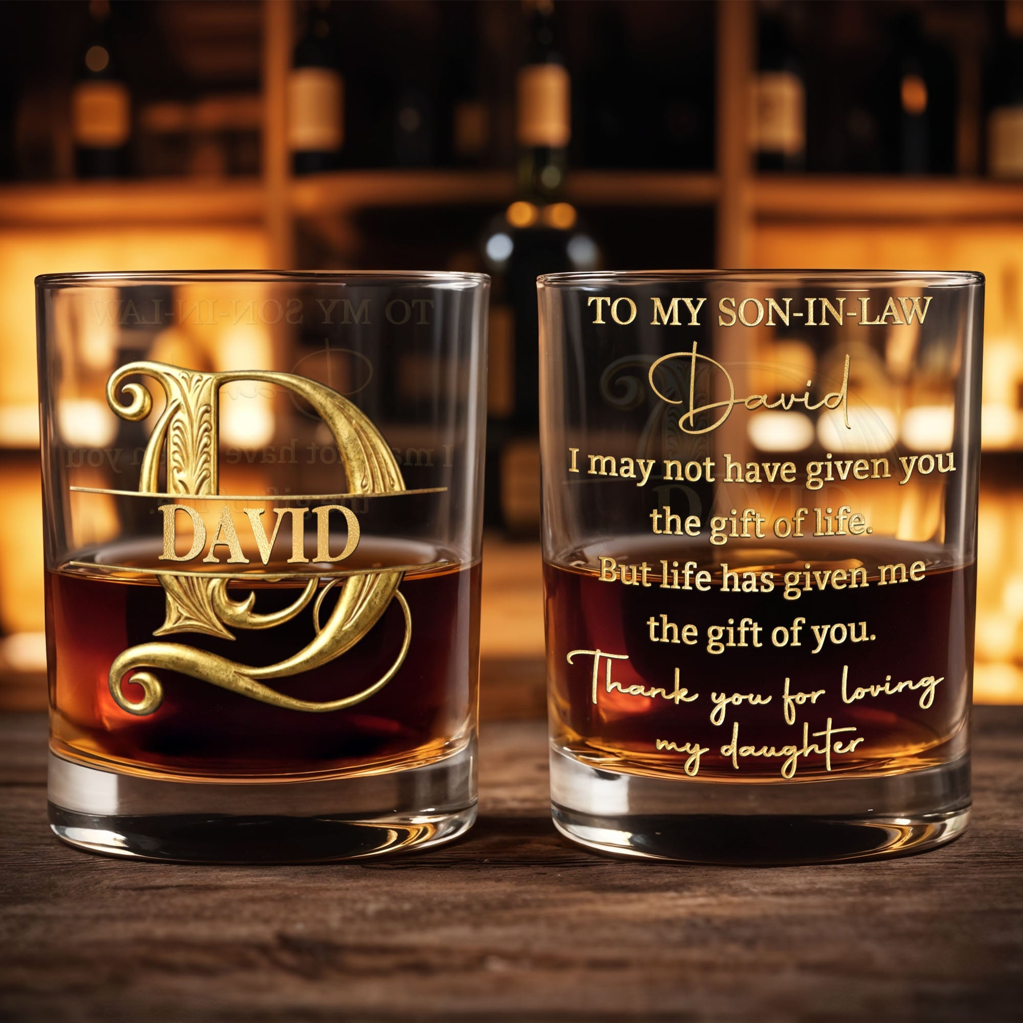Personalized Custom Whiskey Glass Monogram Gift for Son-in-Law Whiskey Glass GradoCreations