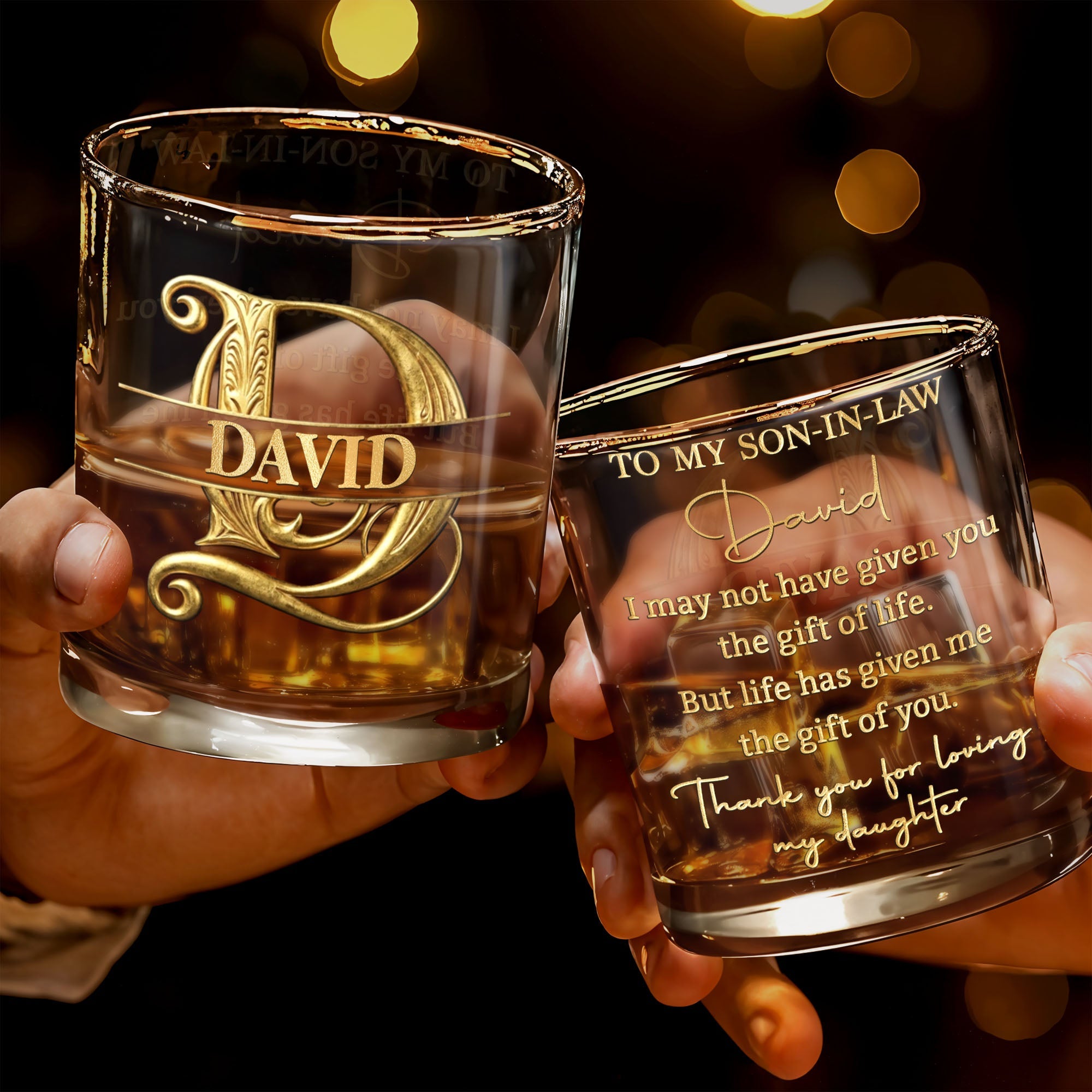 Personalized Custom Whiskey Glass Monogram Gift for Son-in-Law Whiskey Glass GradoCreations