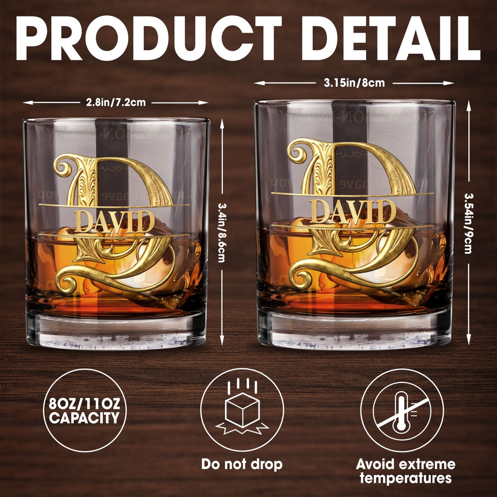 Personalized Custom Whiskey Glass Monogram Gift for Son-in-Law Whiskey Glass GradoCreations