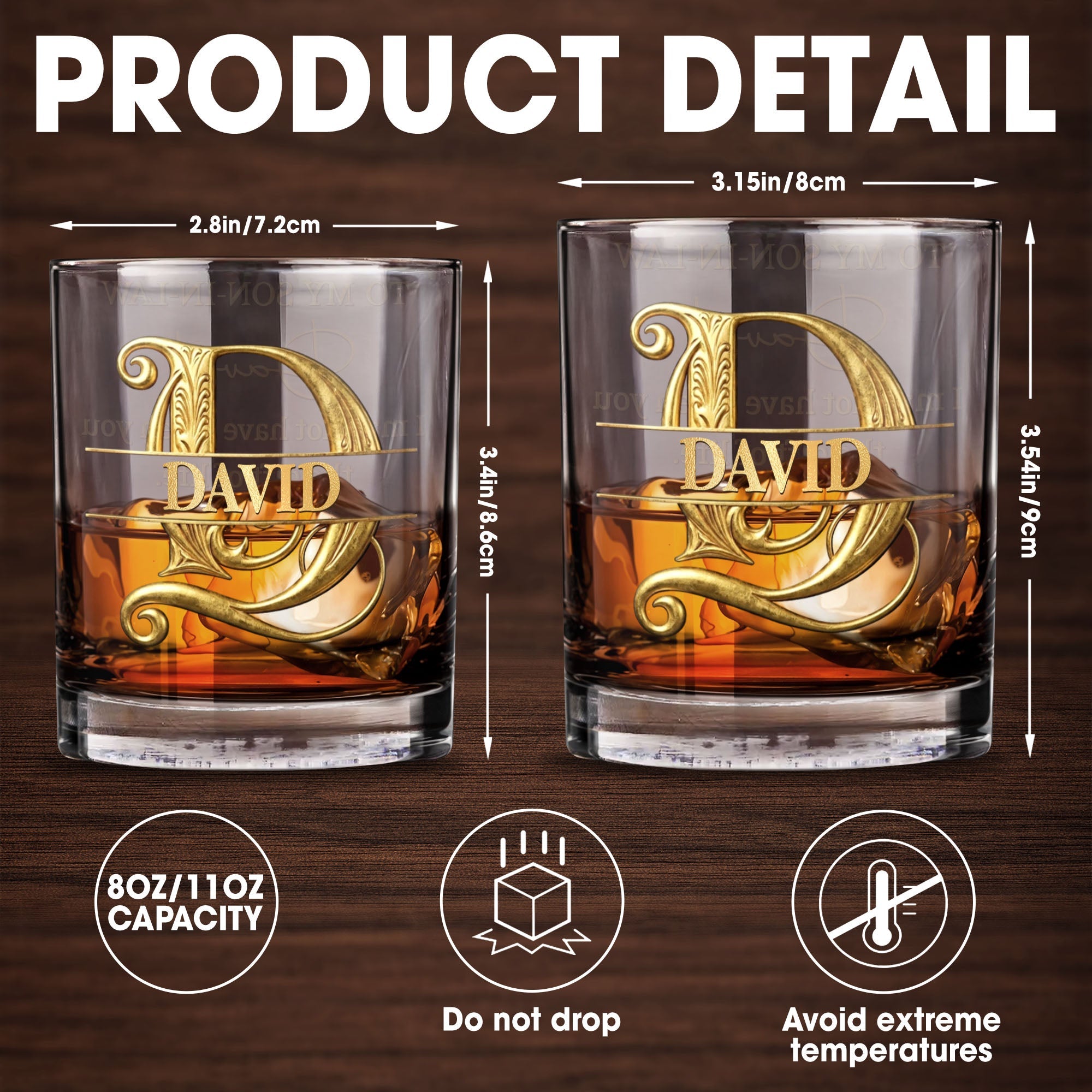 Personalized Custom Whiskey Glass Monogram Gift for Son-in-Law Whiskey Glass GradoCreations
