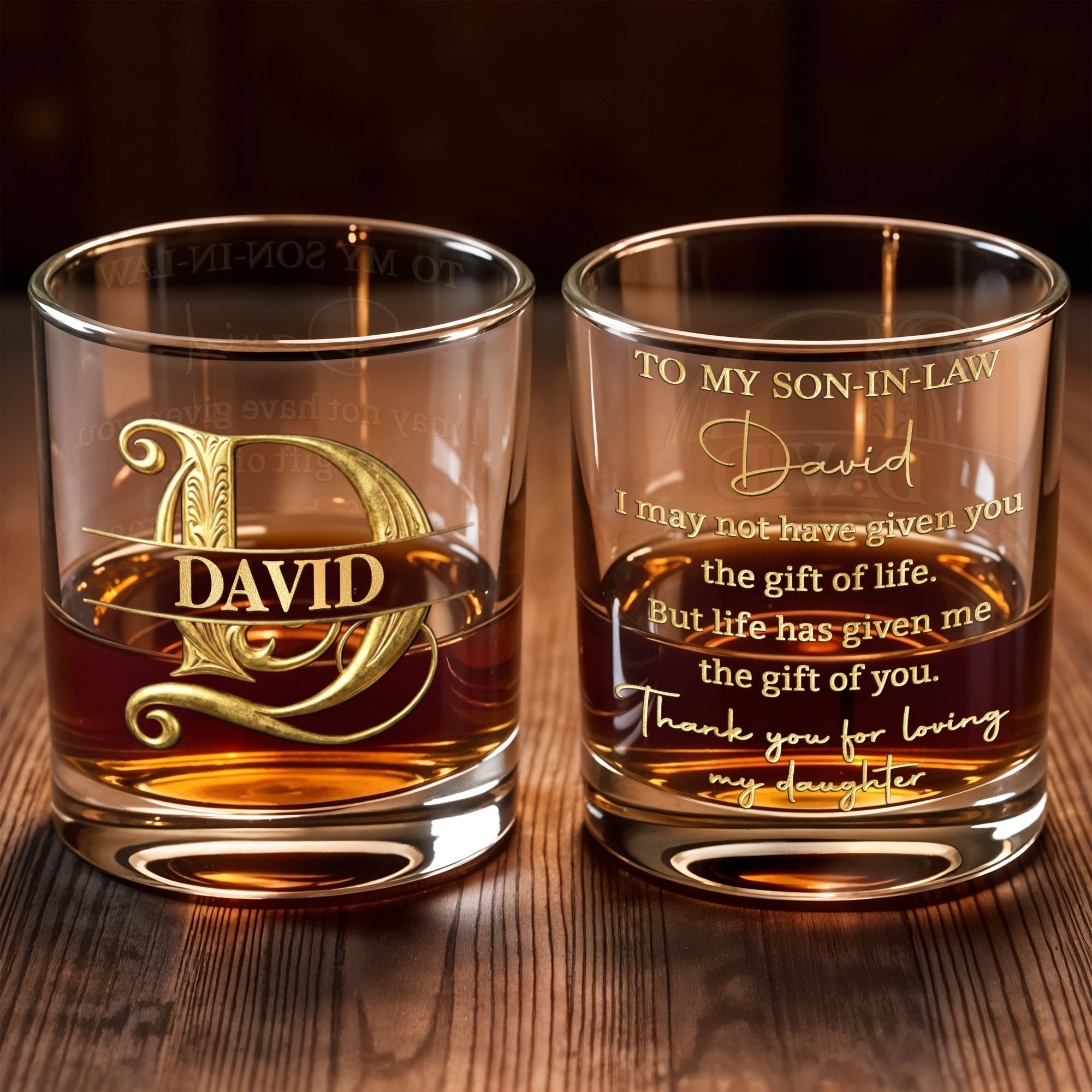 Personalized Custom Whiskey Glass Monogram Gift for Son-in-Law Whiskey Glass GradoCreations