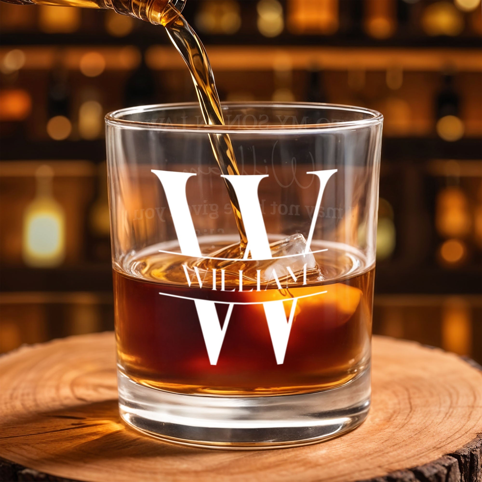 Personalized Custom Whiskey Glass Gift for Son-In-Law - Monogram Design Whiskey Glass GradoCreations