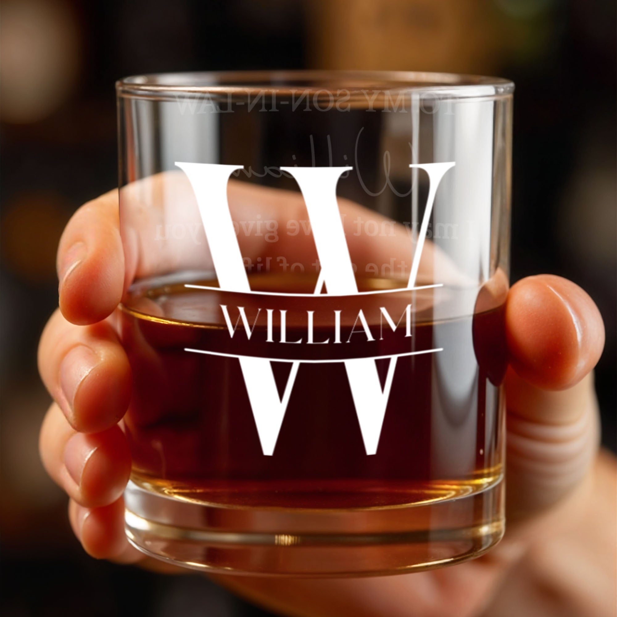 Personalized Custom Whiskey Glass Gift for Son-In-Law - Monogram Design Whiskey Glass GradoCreations