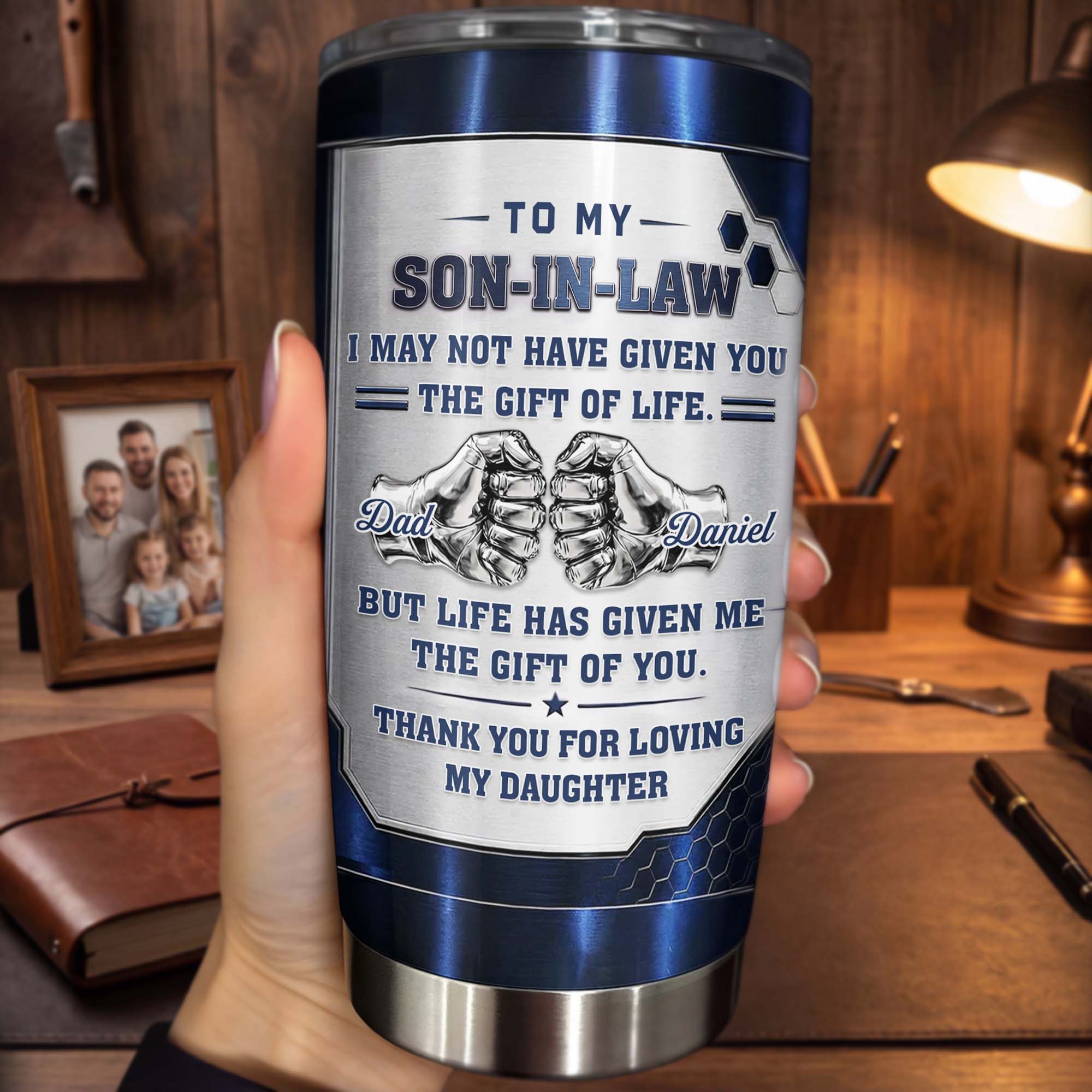 Personalized 20oz Stainless Steel Tumbler Custom Gift for Son-in-Law 20oz Tumbler GradoCreations