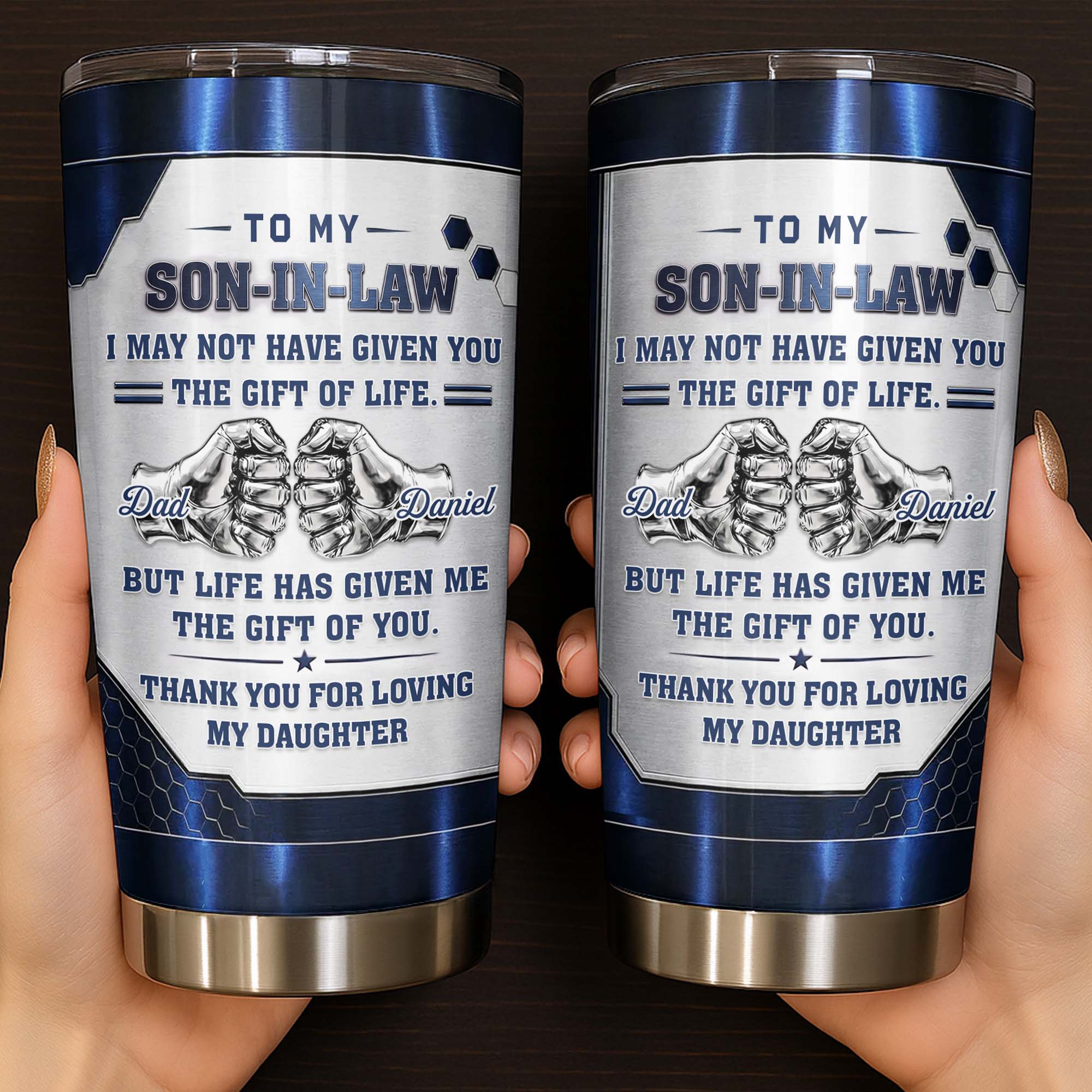 Personalized 20oz Stainless Steel Tumbler Custom Gift for Son-in-Law 20oz Tumbler GradoCreations