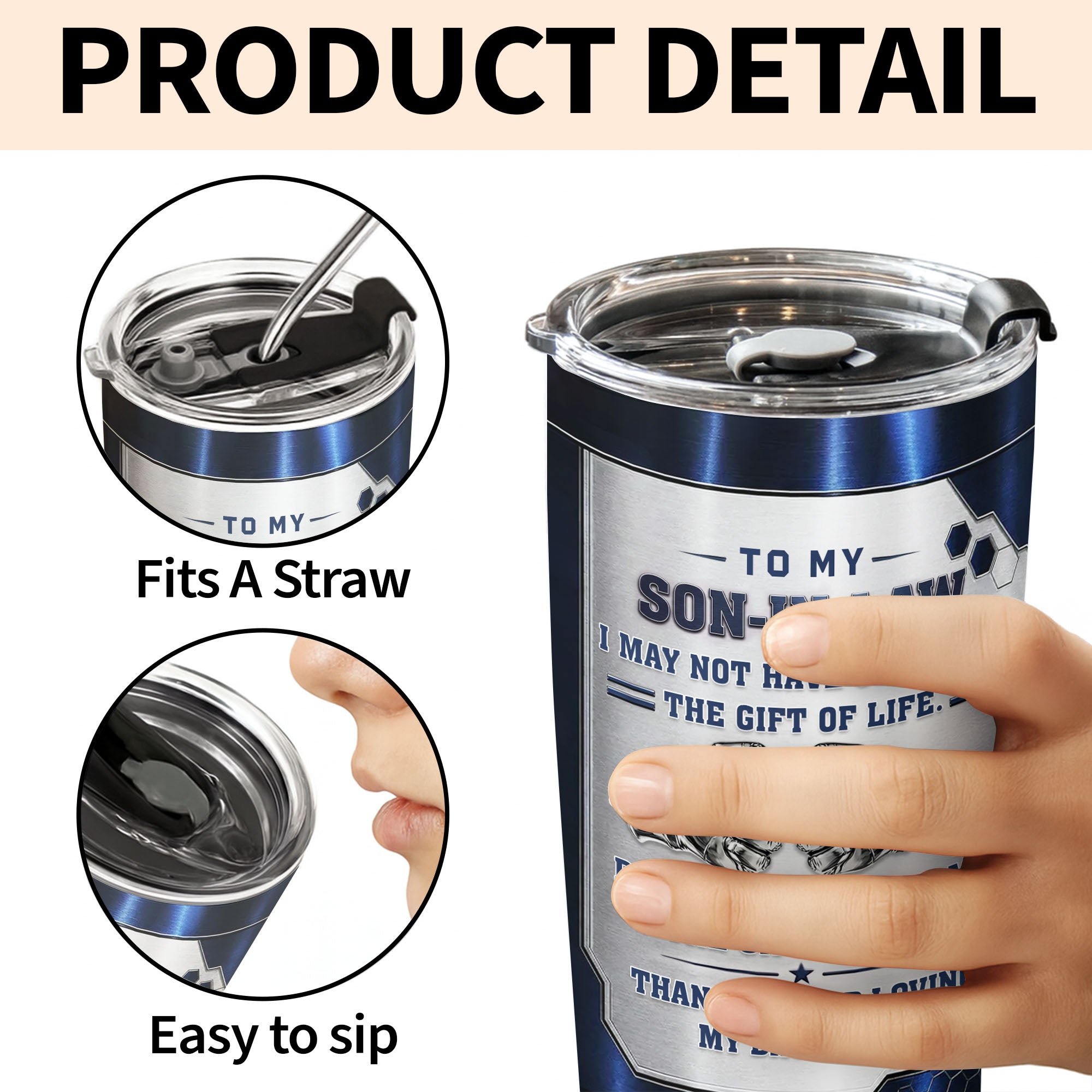 Personalized 20oz Stainless Steel Tumbler Custom Gift for Son-in-Law 20oz Tumbler GradoCreations