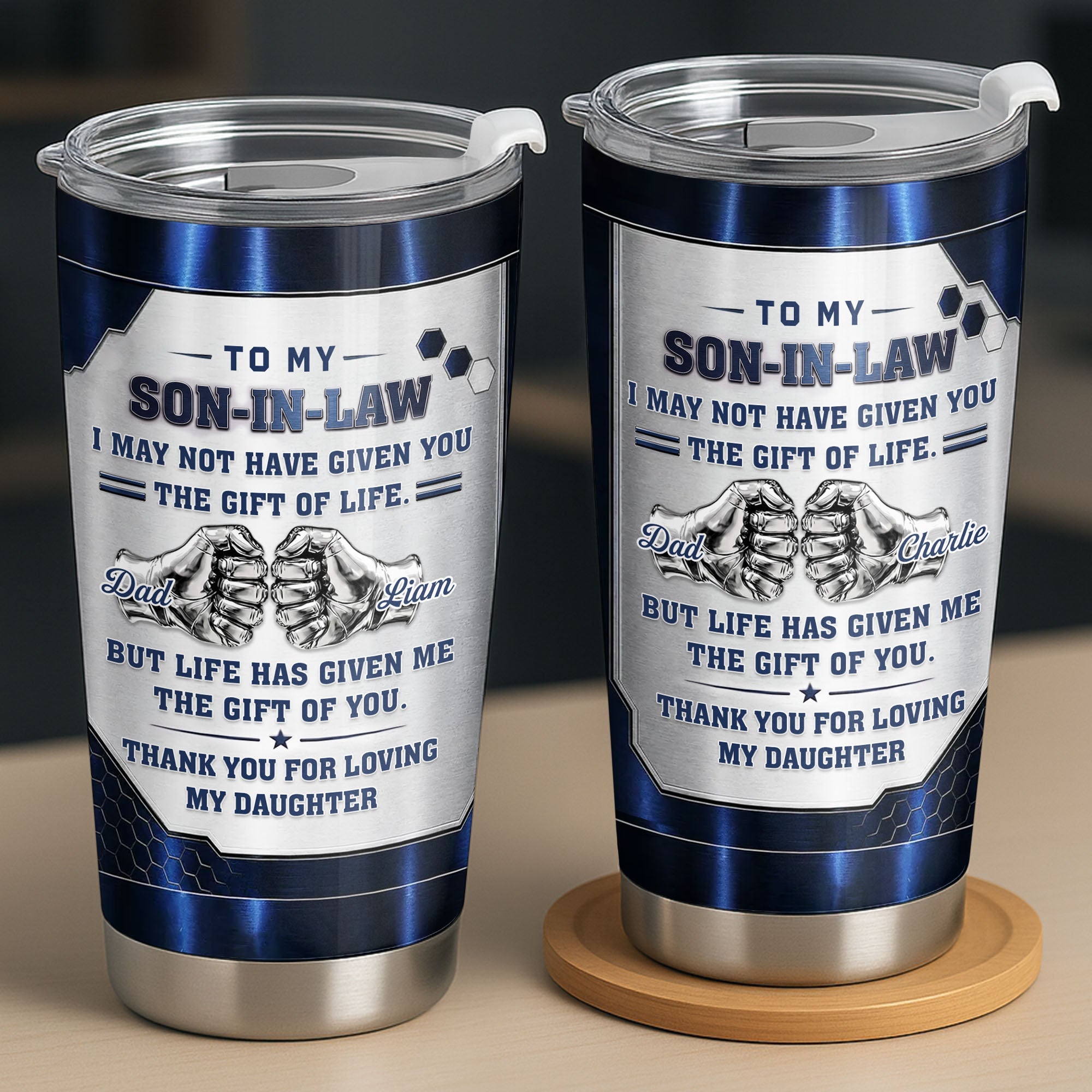 Personalized 20oz Stainless Steel Tumbler Custom Gift for Son-in-Law 20oz Tumbler GradoCreations