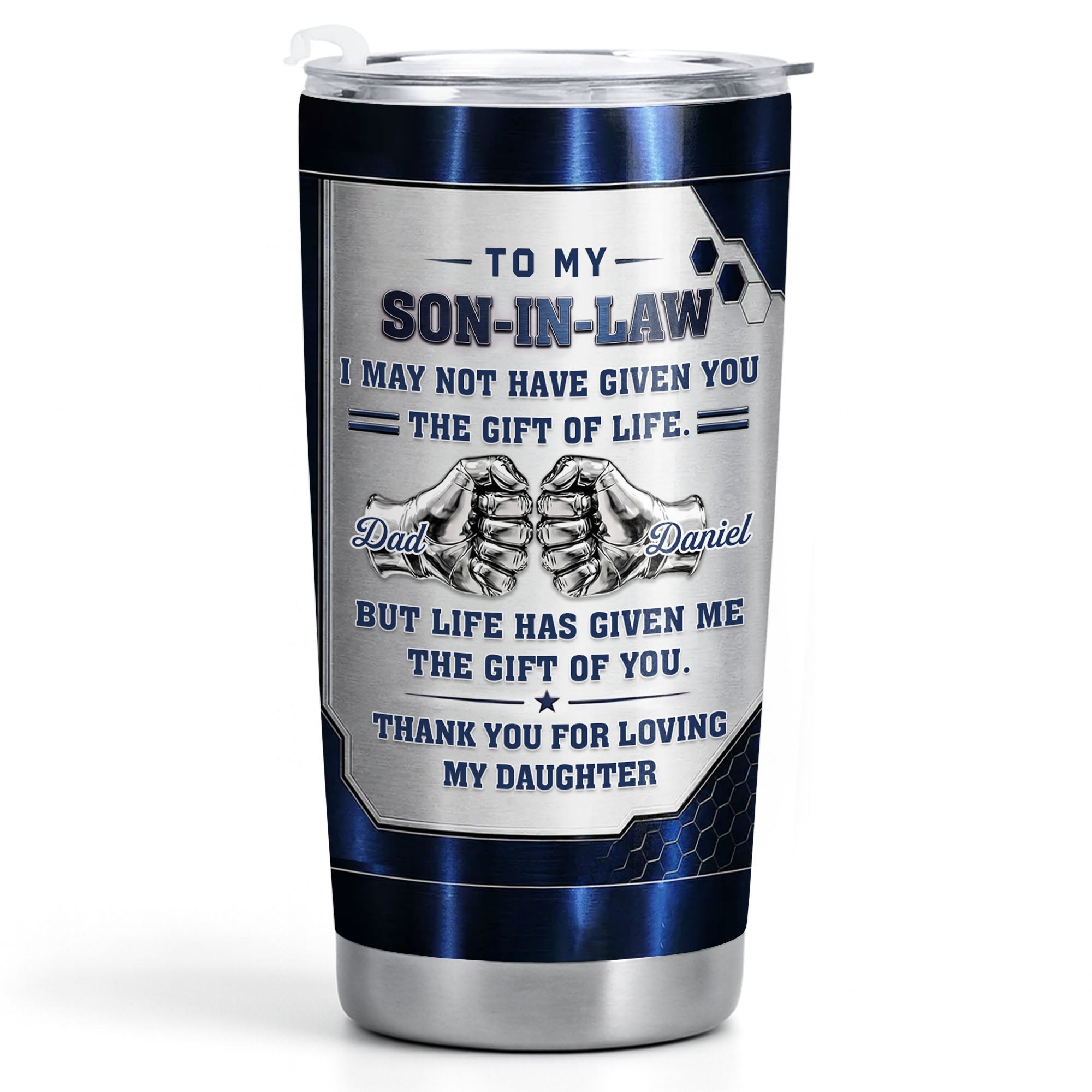 Personalized 20oz Stainless Steel Tumbler Custom Gift for Son-in-Law 20oz Tumbler GradoCreations