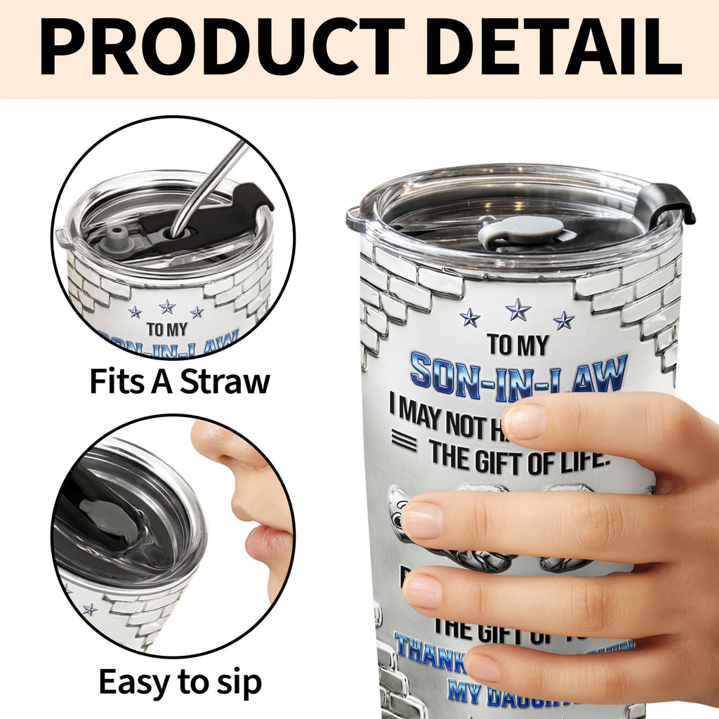 Personalized Stainless Steel Tumbler Custom Gift for Son-in-Law 20oz Tumbler GradoCreations