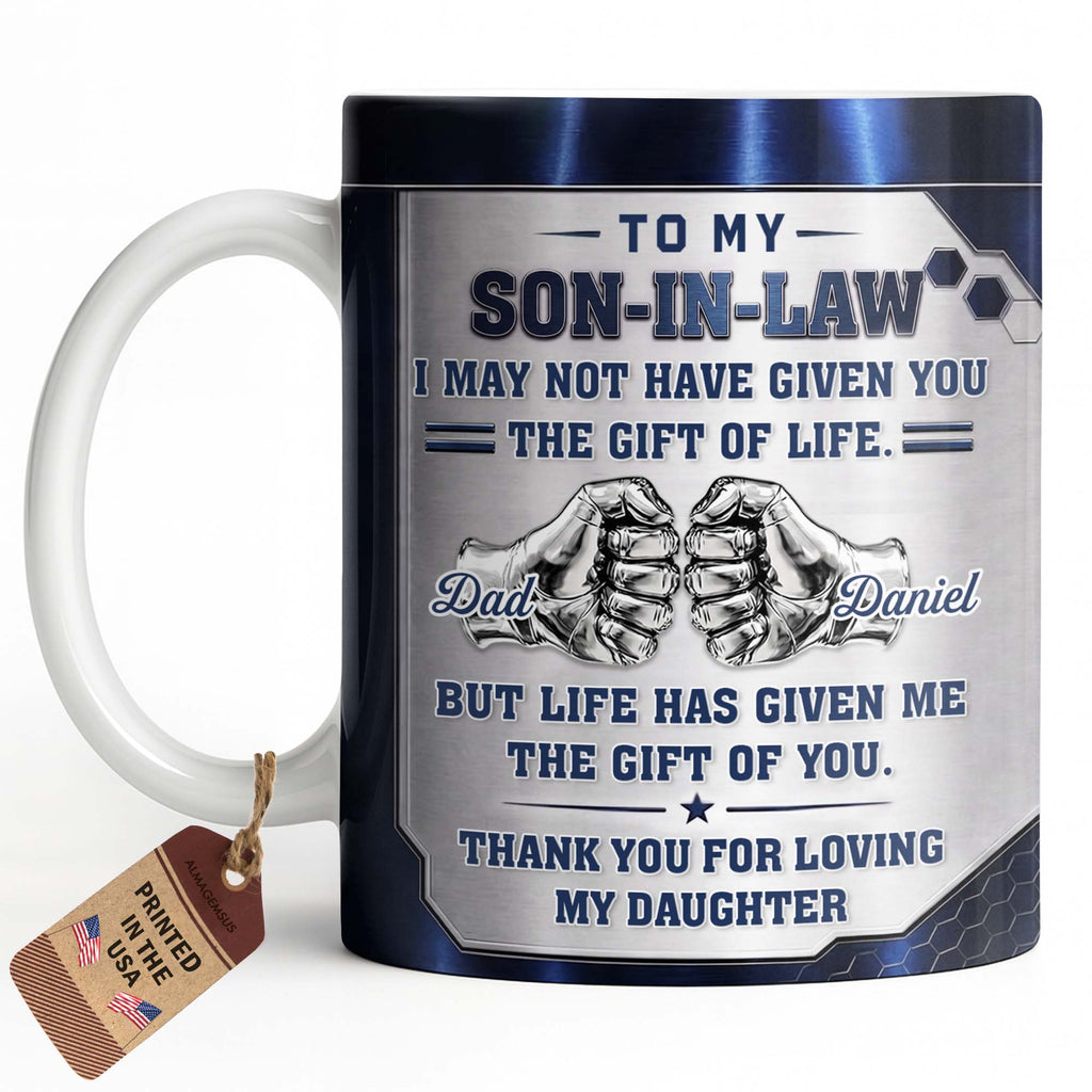Personalized Fist Bump Coffee Mug Custom Gift for Son-in-Law Edge-to-edge Mug GradoCreations
