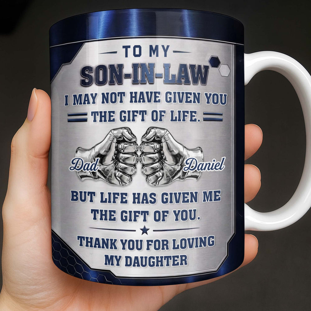 Personalized Fist Bump Coffee Mug Custom Gift for Son-in-Law Edge-to-edge Mug GradoCreations