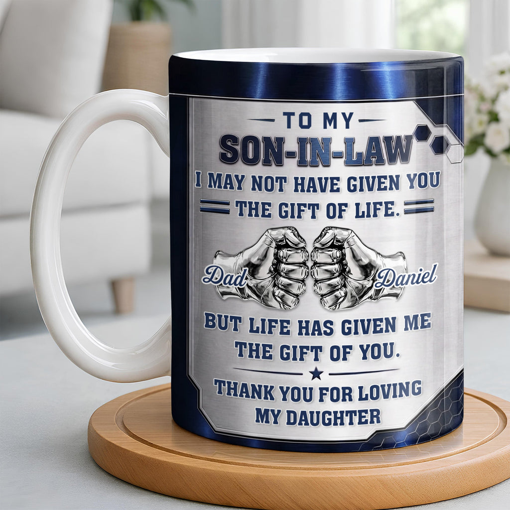 Personalized Fist Bump Coffee Mug Custom Gift for Son-in-Law Edge-to-edge Mug GradoCreations
