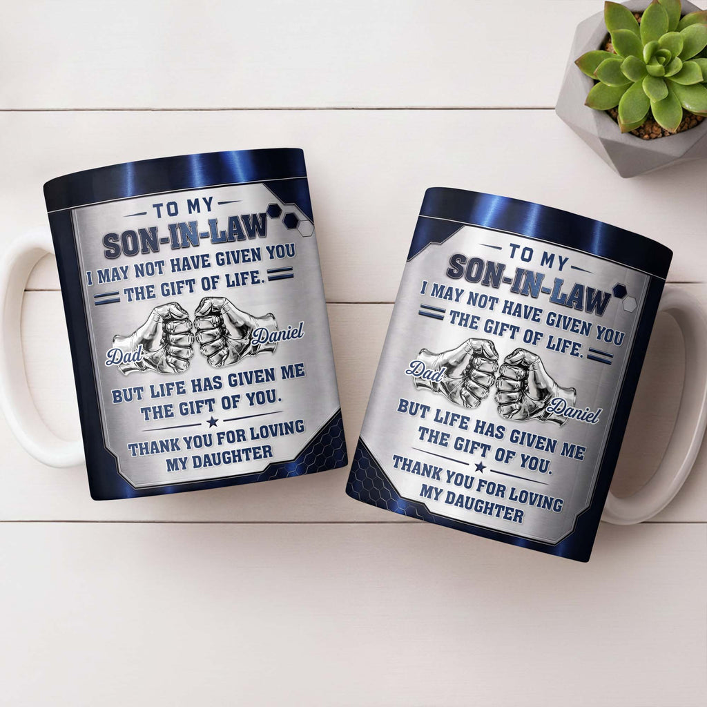 Personalized Fist Bump Coffee Mug Custom Gift for Son-in-Law Edge-to-edge Mug GradoCreations