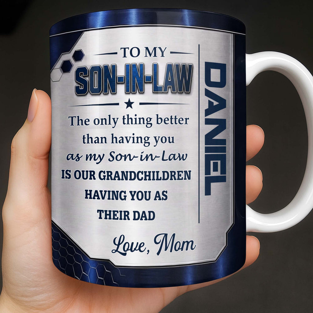 Personalized Honeycomb Design Coffee Mug Gift for Son-in-Law Edge-to-edge Mug GradoCreations