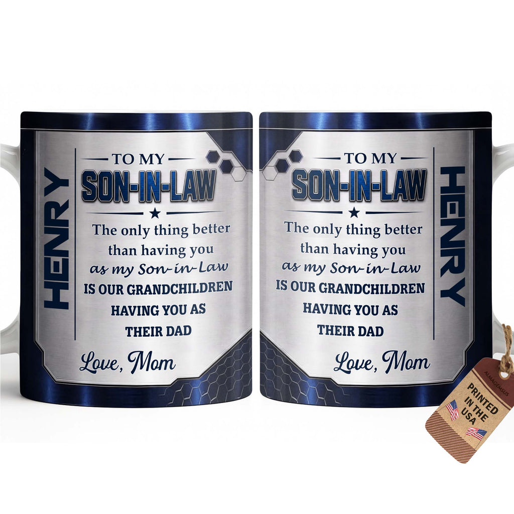 Personalized Honeycomb Design Coffee Mug Gift for Son-in-Law Edge-to-edge Mug GradoCreations