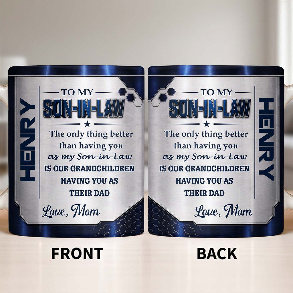 Personalized Honeycomb Design Coffee Mug Gift for Son-in-Law Edge-to-edge Mug GradoCreations