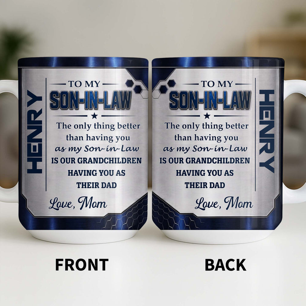 Personalized Honeycomb Design Coffee Mug Gift for Son-in-Law Edge-to-edge Mug GradoCreations