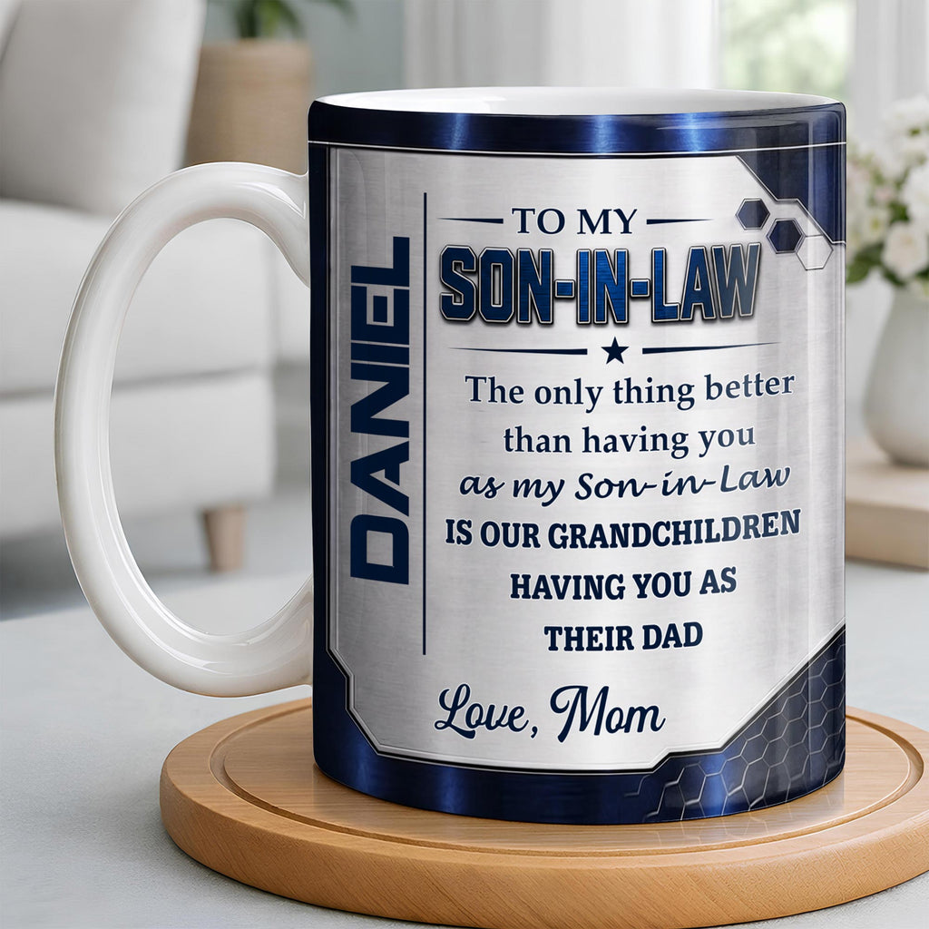 Personalized Honeycomb Design Coffee Mug Gift for Son-in-Law Edge-to-edge Mug GradoCreations