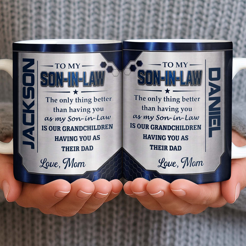 Personalized Honeycomb Design Coffee Mug Gift for Son-in-Law Edge-to-edge Mug GradoCreations