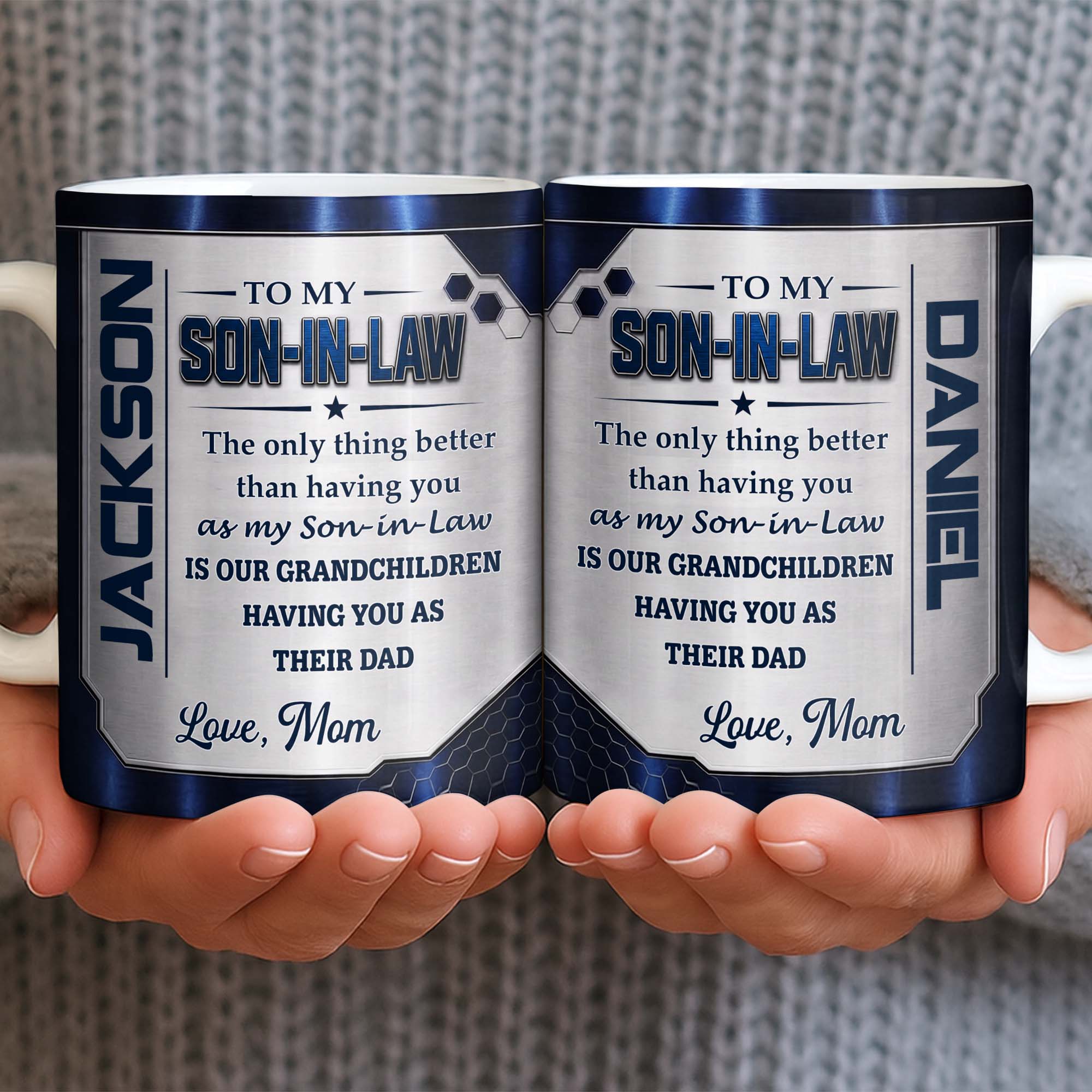 Personalized Honeycomb Design Coffee Mug Gift for Son-in-Law Edge-to-edge Mug GradoCreations
