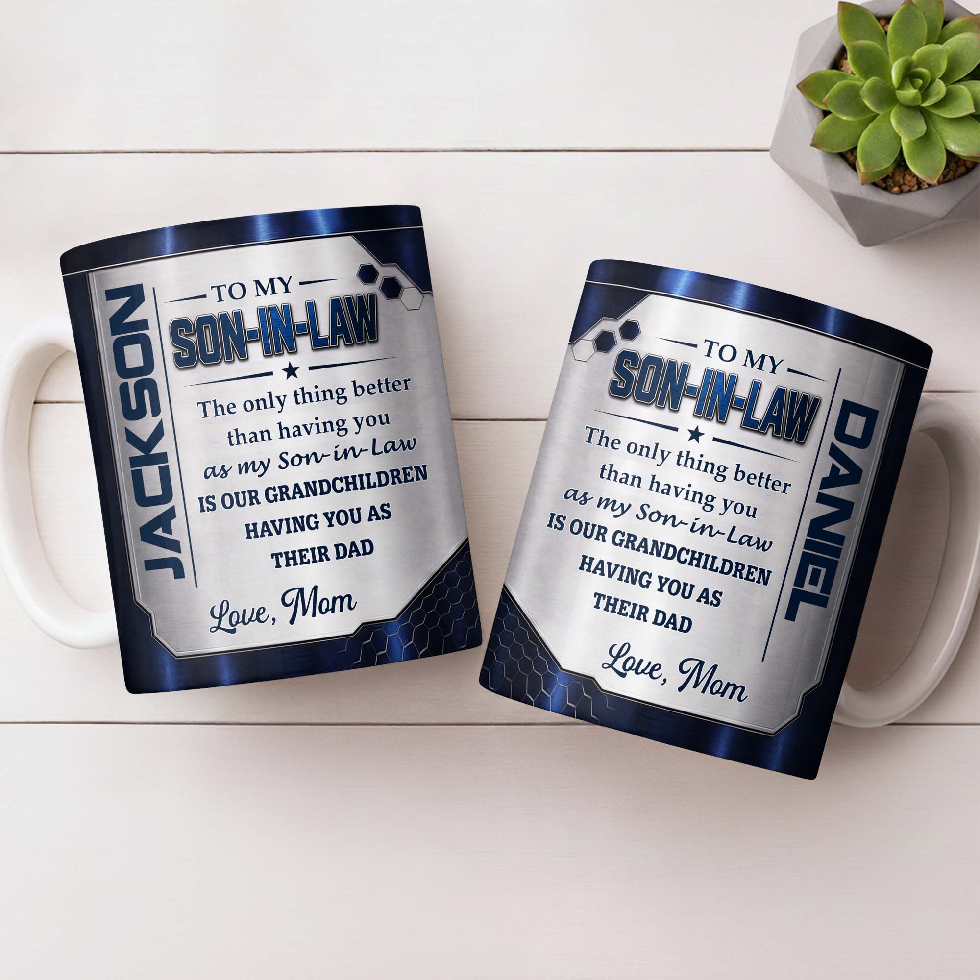 Personalized Honeycomb Design Coffee Mug Gift for Son-in-Law Edge-to-edge Mug GradoCreations
