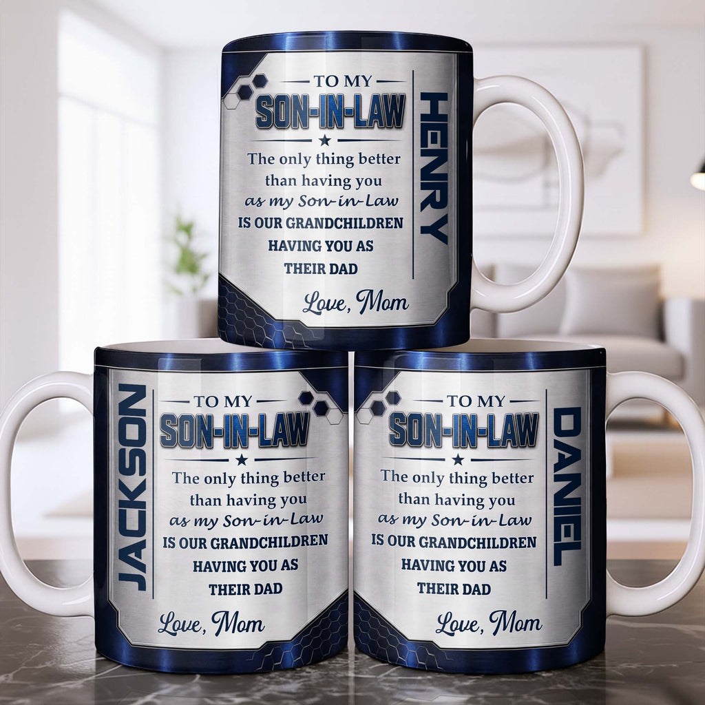 Personalized Honeycomb Design Coffee Mug Gift for Son-in-Law Edge-to-edge Mug GradoCreations