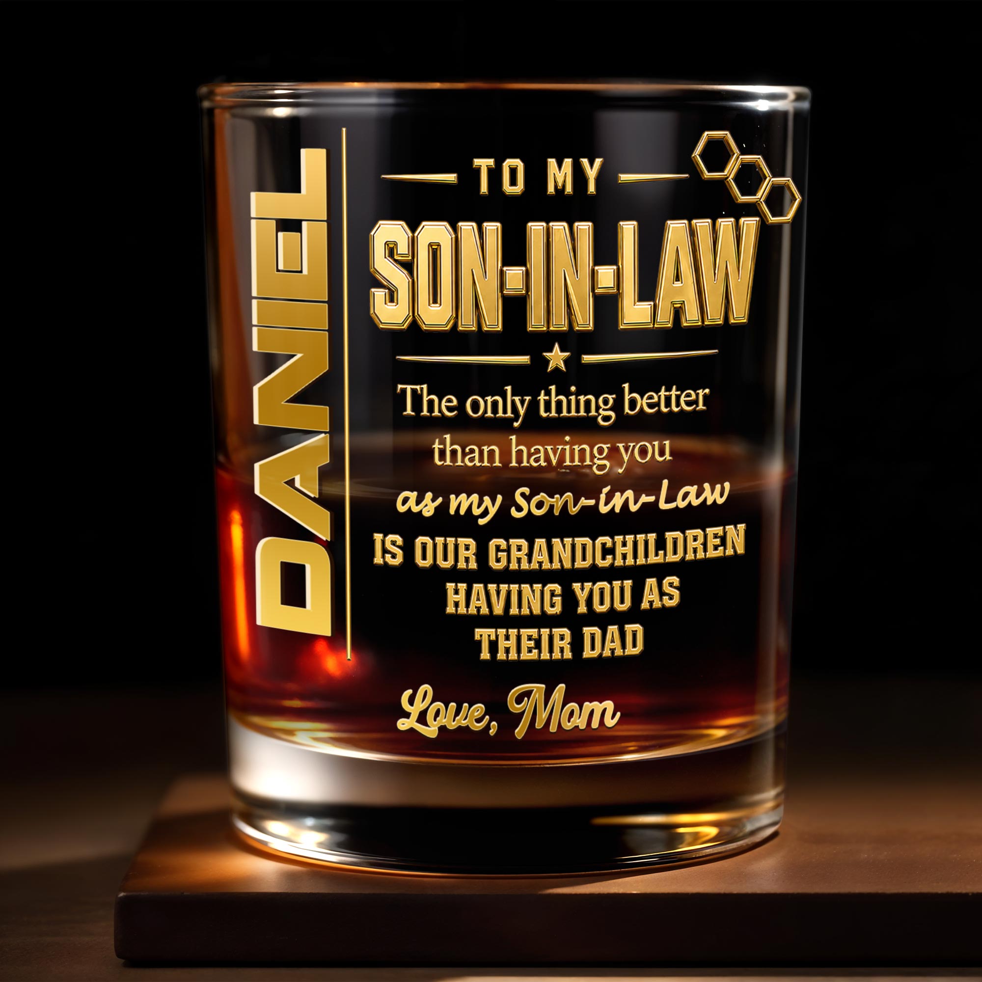 Personalized Custom Whiskey Glass Gift for Son-in-Law Whiskey Glass GradoCreations