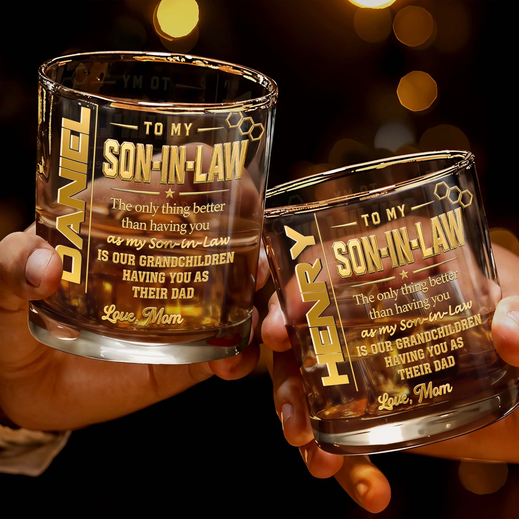 Personalized Custom Whiskey Glass Gift for Son-in-Law Whiskey Glass GradoCreations