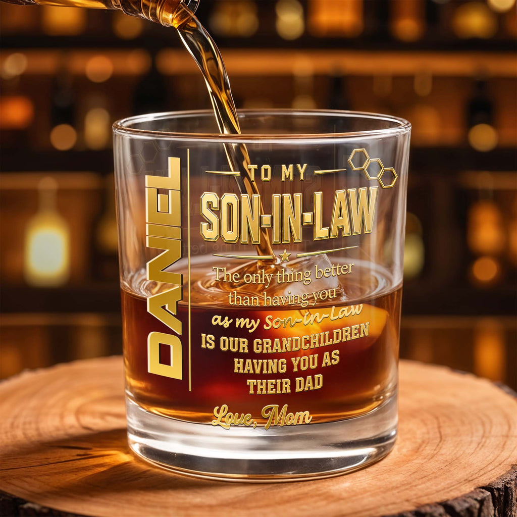 Personalized Custom Whiskey Glass Gift for Son-in-Law Whiskey Glass GradoCreations