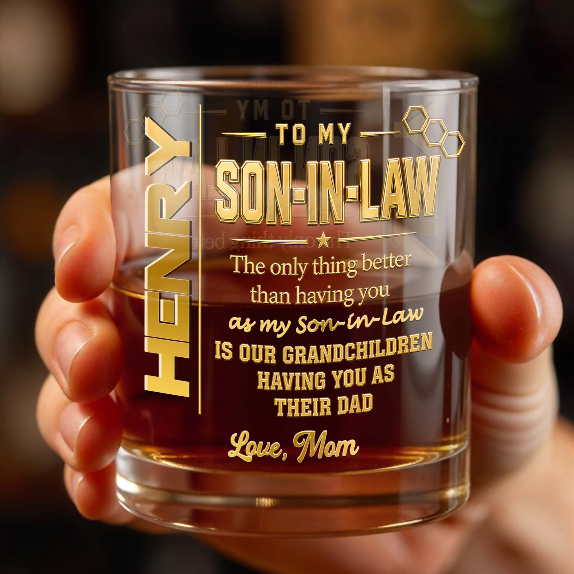 Personalized Custom Whiskey Glass Gift for Son-in-Law Whiskey Glass GradoCreations