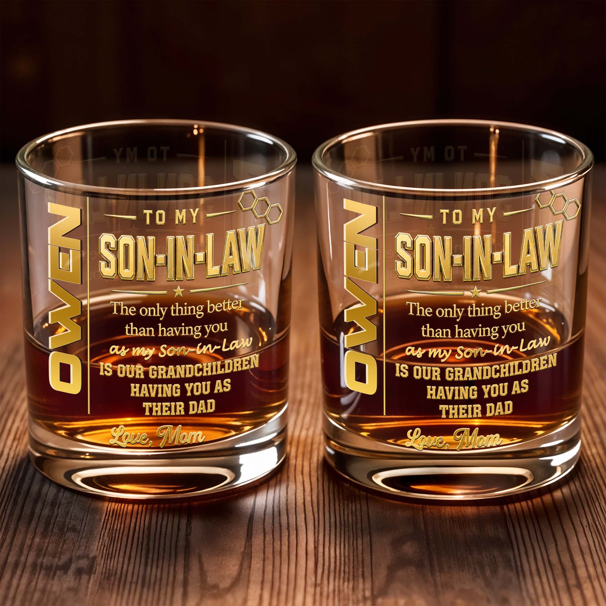 Personalized Custom Whiskey Glass Gift for Son-in-Law Whiskey Glass GradoCreations