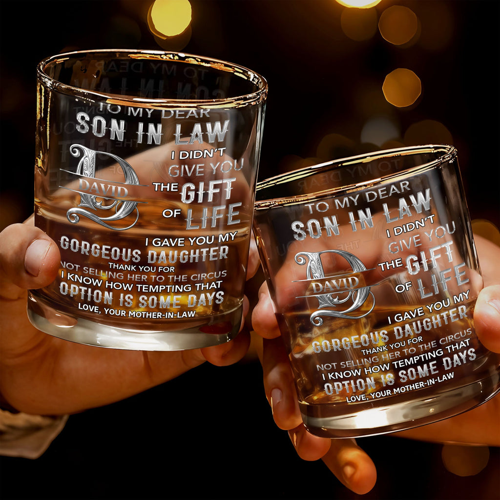 Personalized Custom Whiskey Glass Monogram Gift for Son-in-Law Whiskey Glass GradoCreations