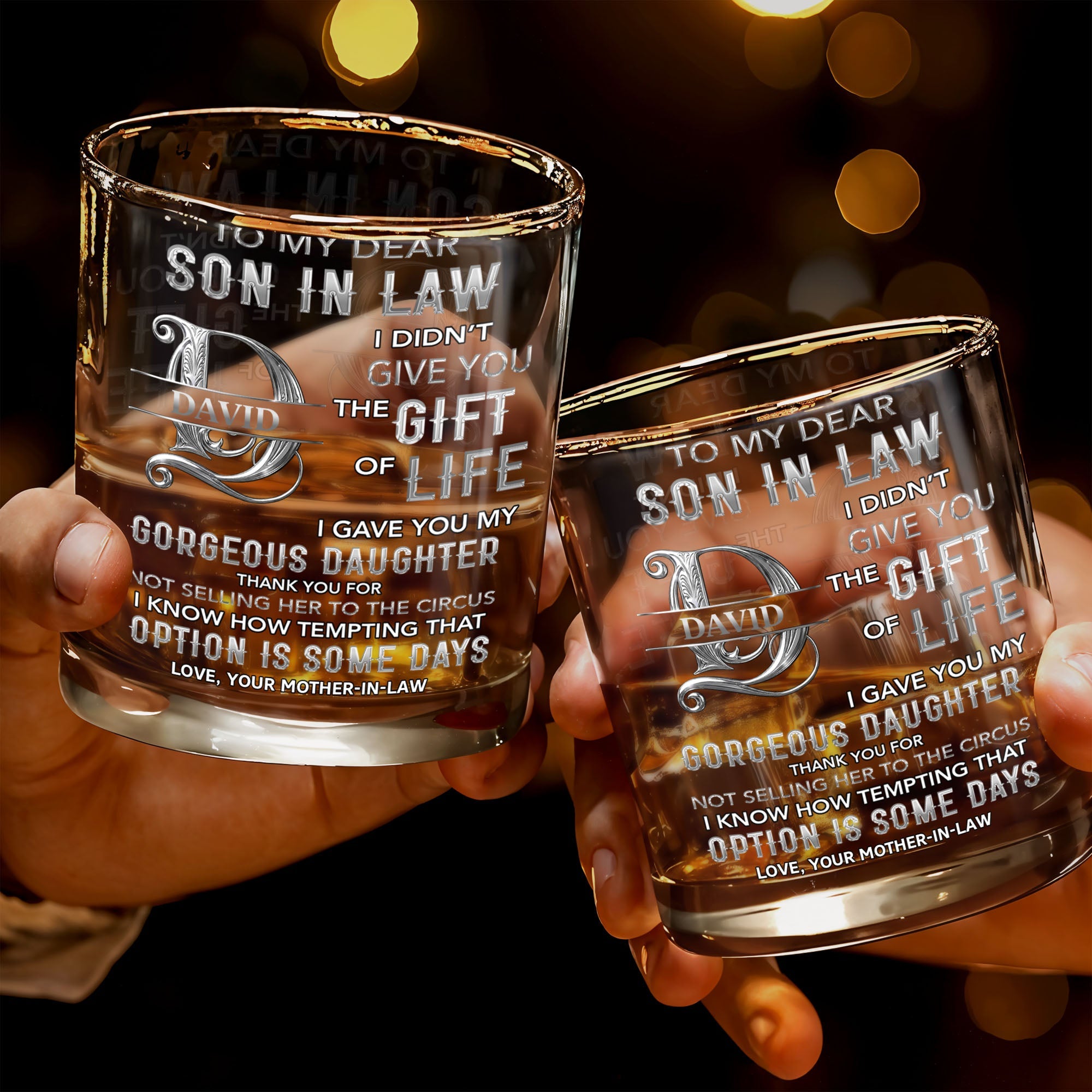 Personalized Custom Whiskey Glass Monogram Gift for Son-in-Law Whiskey Glass GradoCreations