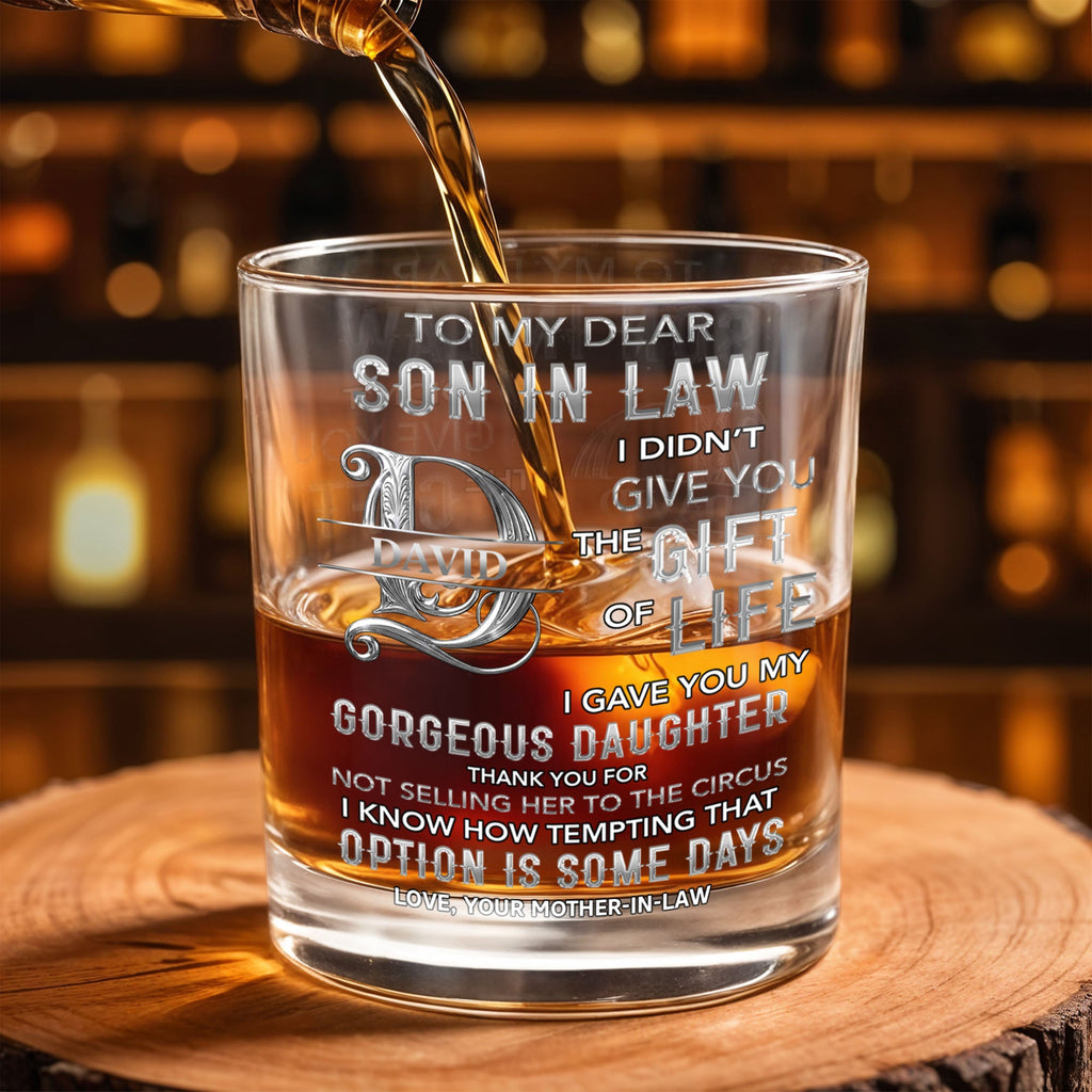 Personalized Custom Whiskey Glass Monogram Gift for Son-in-Law Whiskey Glass GradoCreations