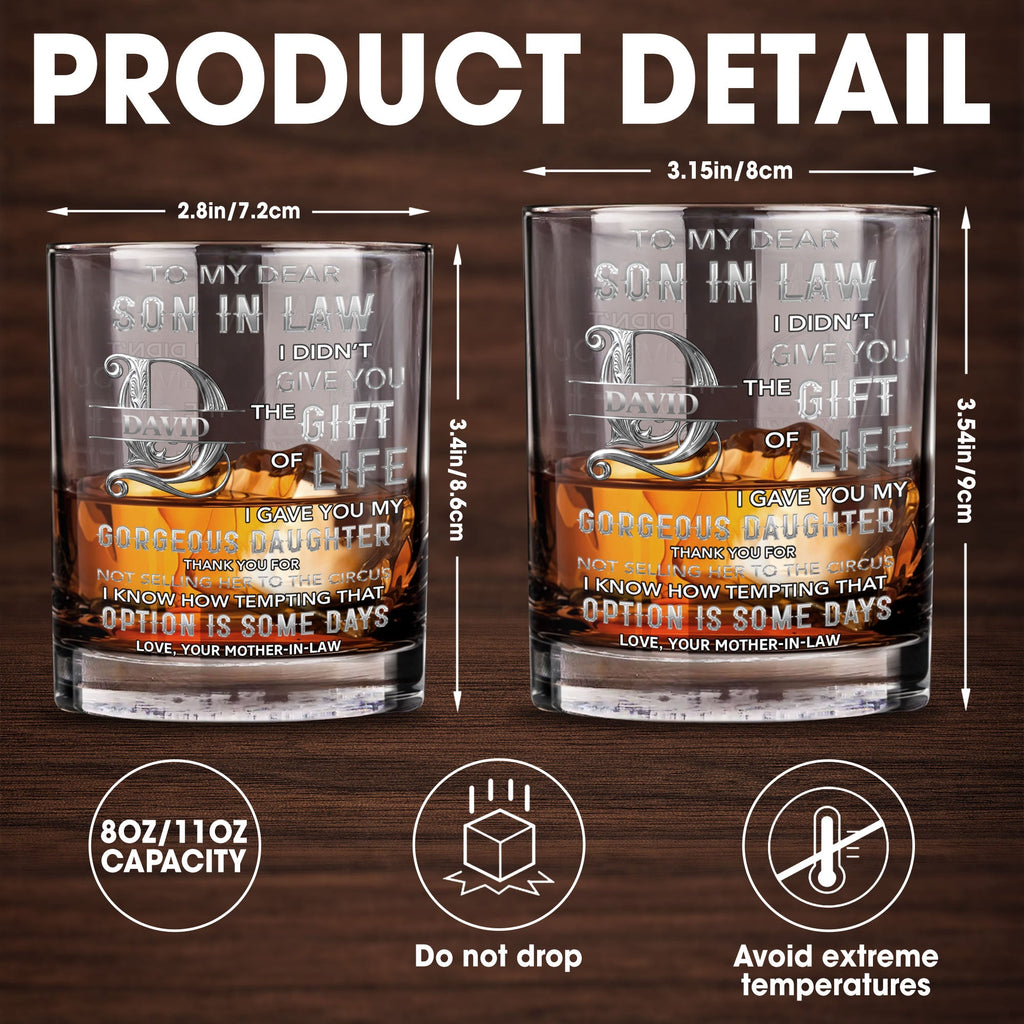 Personalized Custom Whiskey Glass Monogram Gift for Son-in-Law Whiskey Glass GradoCreations