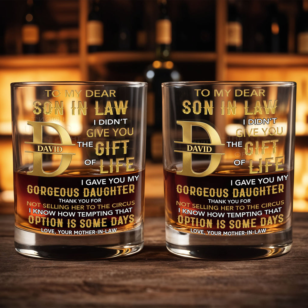 Personalized Custom Whiskey Glass Monogram Gift for Son-In-Law Whiskey Glass GradoCreations