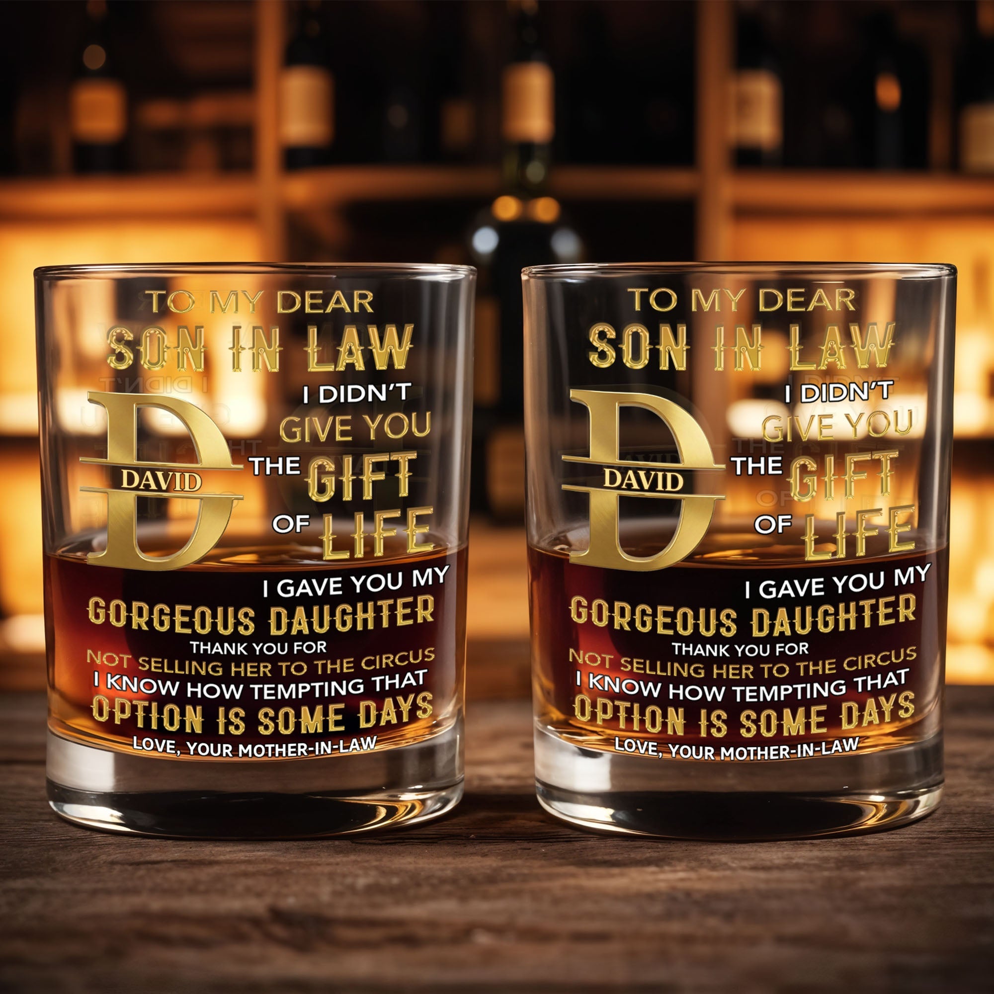 Personalized Custom Whiskey Glass Monogram Gift for Son-In-Law Whiskey Glass GradoCreations