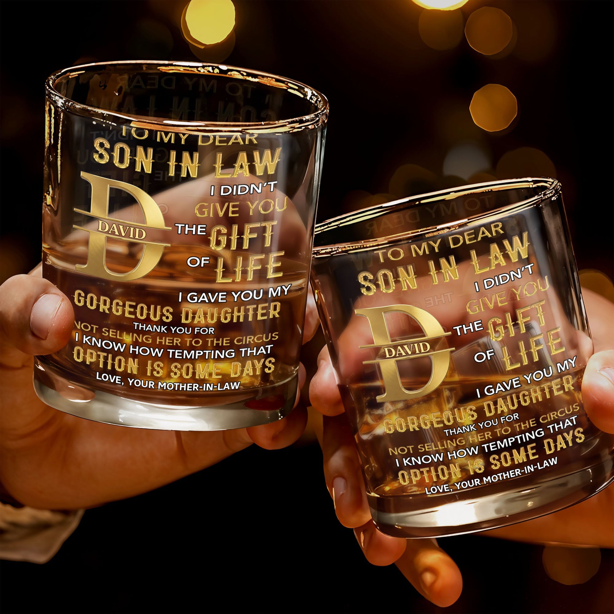 Personalized Custom Whiskey Glass Monogram Gift for Son-In-Law Whiskey Glass GradoCreations