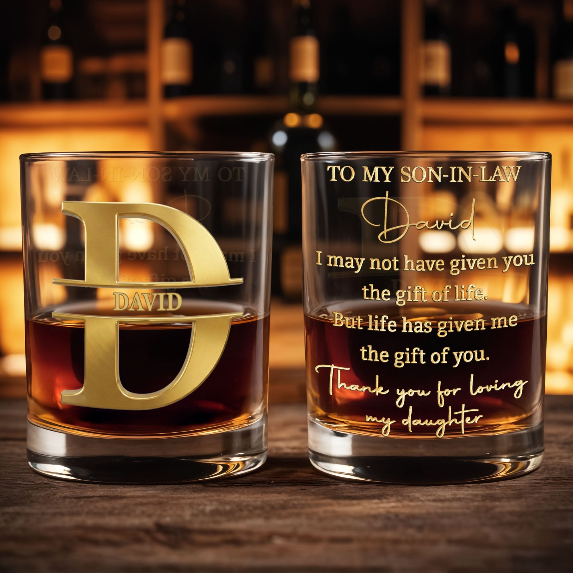 Personalized Custom Whiskey Glass Gift for Son-in-Law Whiskey Glass GradoCreations