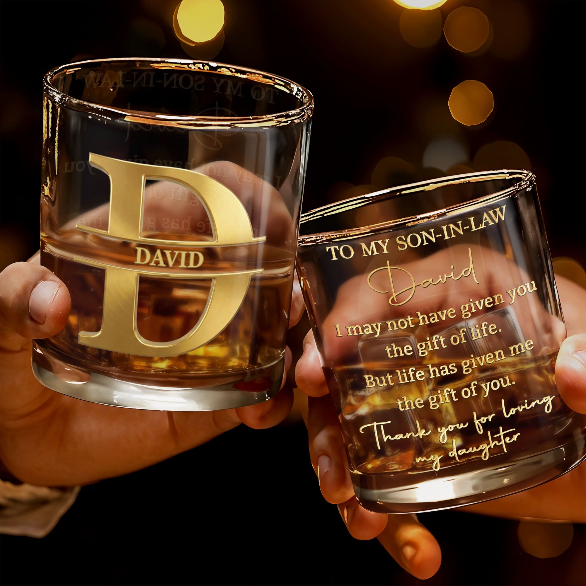 Personalized Custom Whiskey Glass Gift for Son-in-Law Whiskey Glass GradoCreations