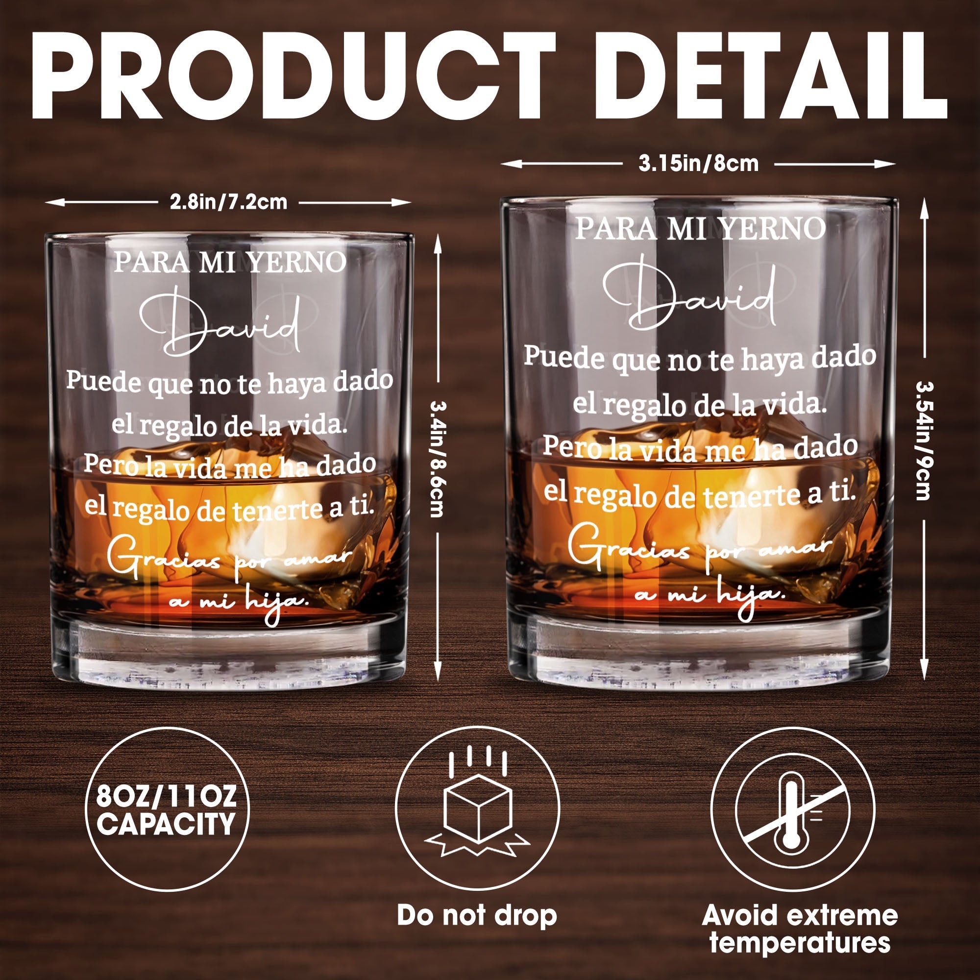 Personalized Whiskey Glass Custom Name Gift for Son-in-Law Whiskey Glass GradoCreations