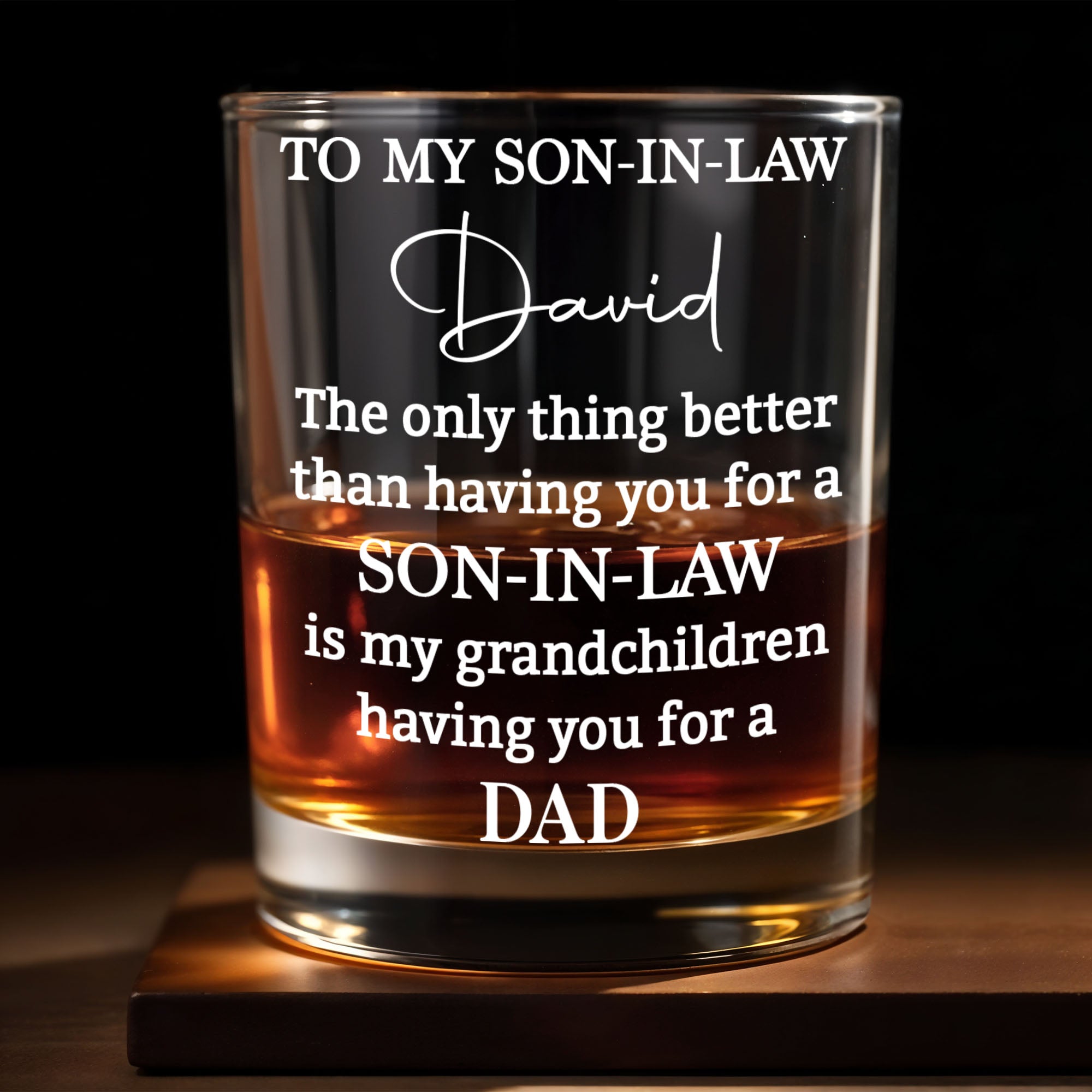 Personalized Custom Whiskey Glass Heartfelt Gift for Son-in-Law Whiskey Glass GradoCreations